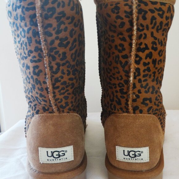 UGG Classic Short ROSETTE Boots Women's Size 9, Chestnut Leopard/Cheetah Print - Picture 3 of 7